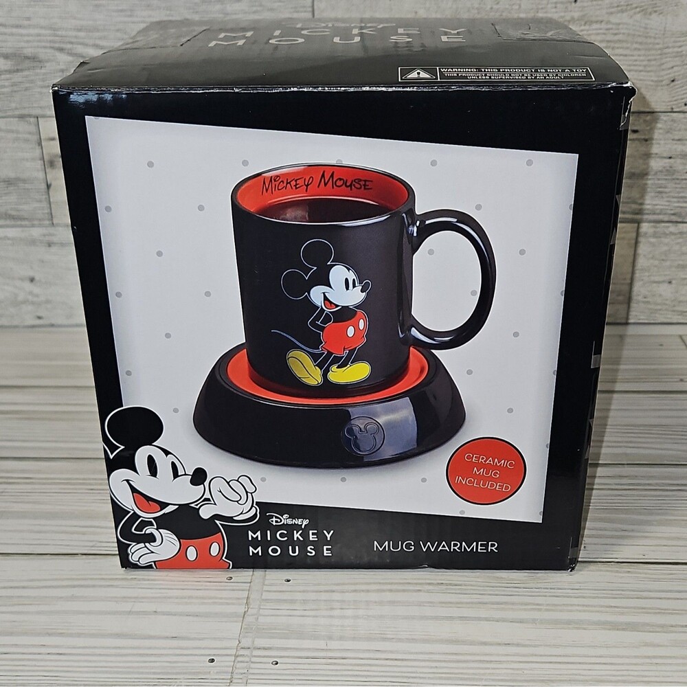 Disney Mickey Mouse Mug Warmer w/ Ceramic Mug, Black/Red, Indicator Light